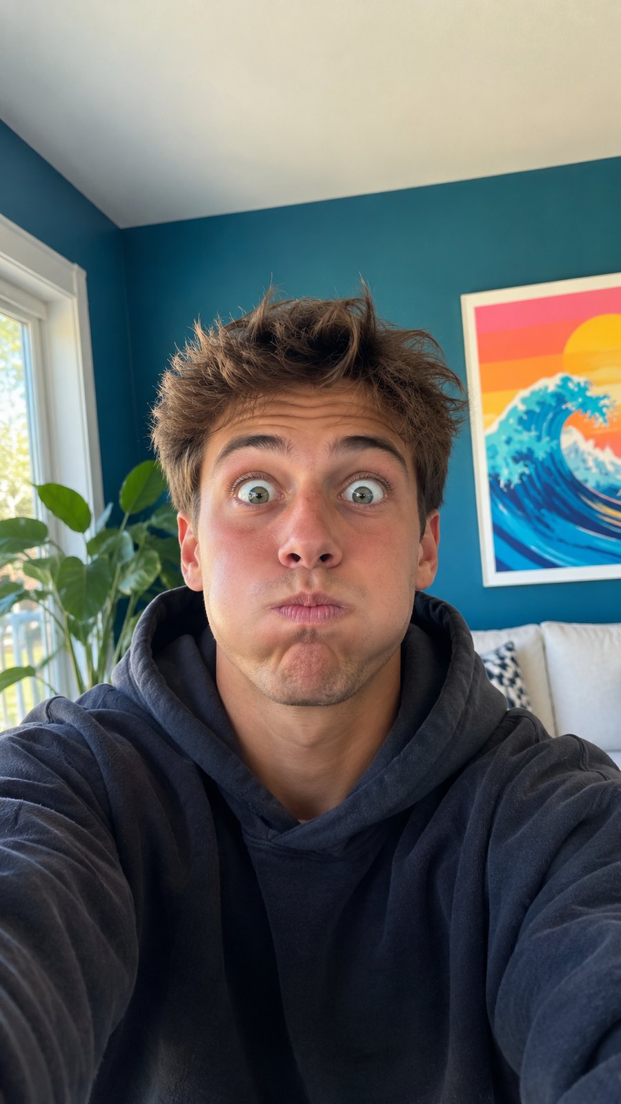 A friend pulling a silly face, sent as a Hi-Jack